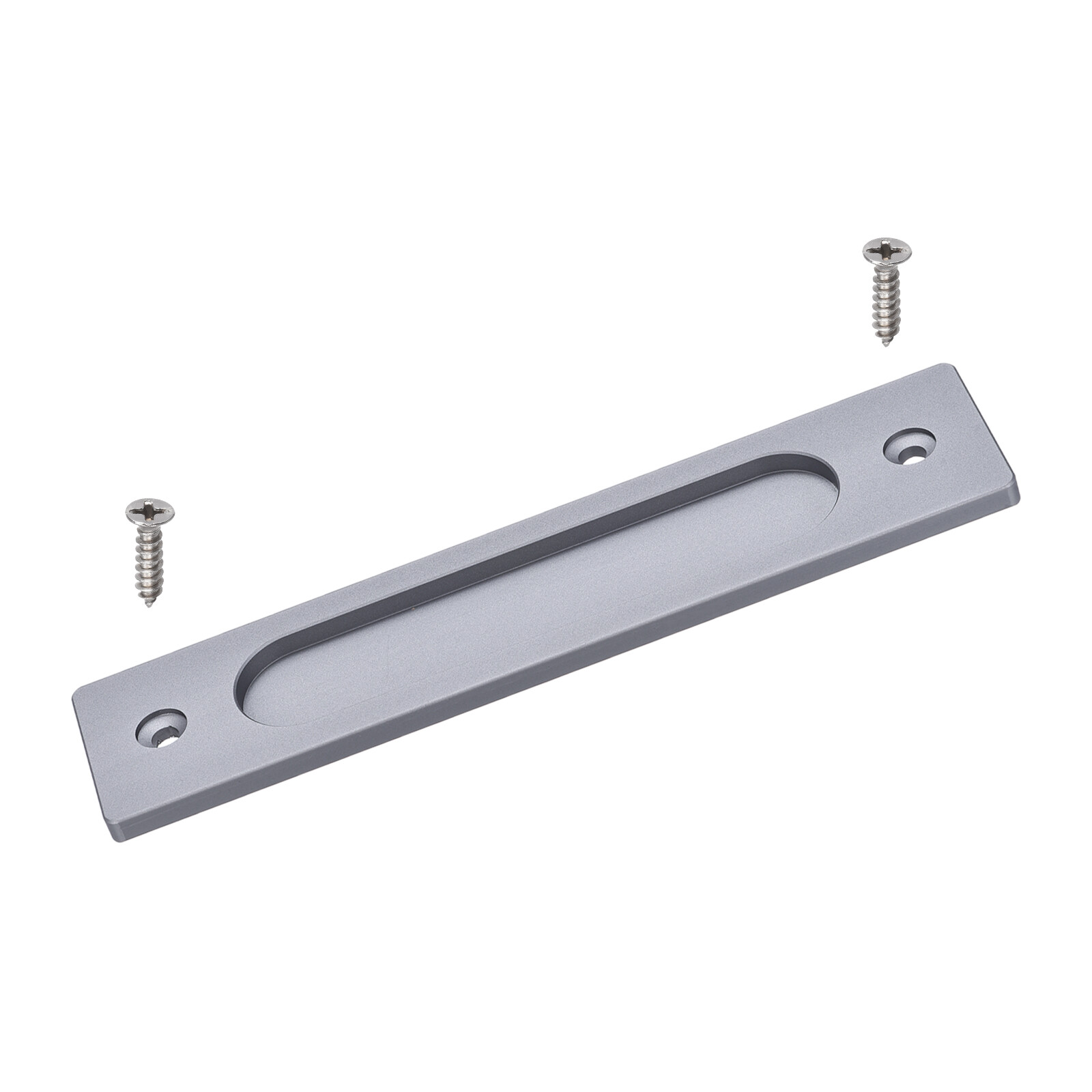 1Pcs 180mm Sliding Door Finger Handle Zinc Alloy w Screw Grey Rectangle