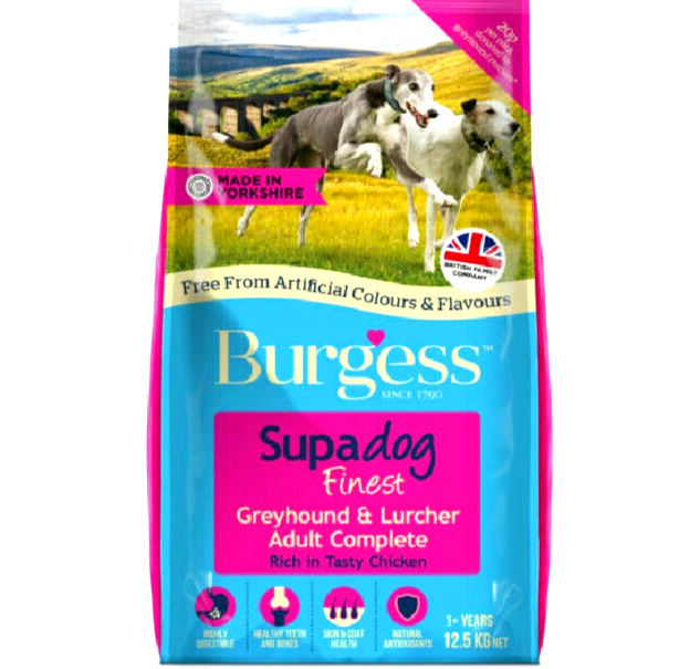 12.5kg BURGESS SUPADOG GREYHOUND & LURCHER : Finest Adult Complete bp Chicken