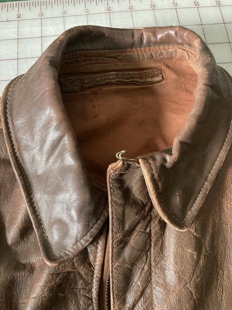 ORIGINAL WWII A2 PERRY? FLIGHT JACKET 40 LEATHER BOMBER PILOT Pro