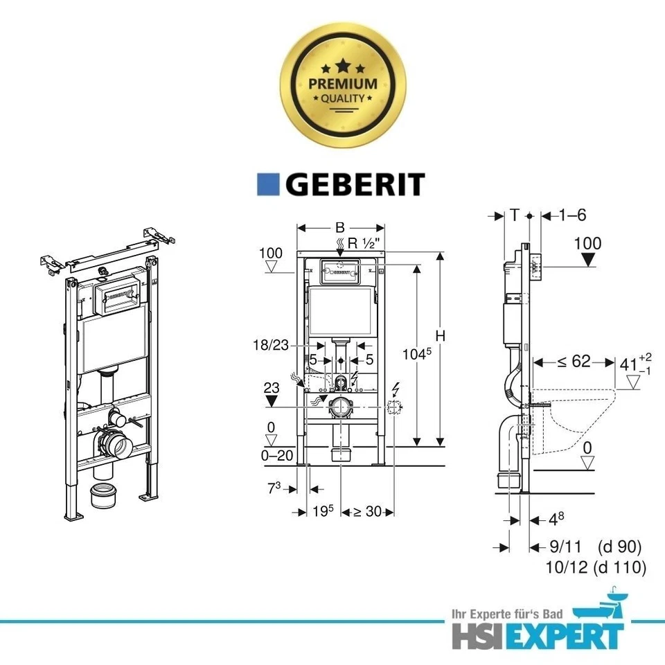 Geberit Duofix Vorwandelement Design WC spülrandlos Beschichtung Komplettset - Bild 4 von 4
