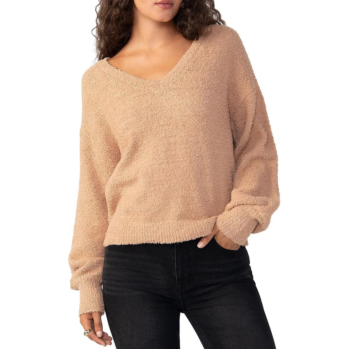 TEXTURED V-NECK SWEATER