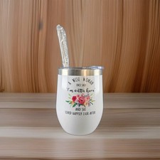 Wine Tumbler 12oz Stainless Insulated W/Straw  Cleaner Woman Retirement Coffee