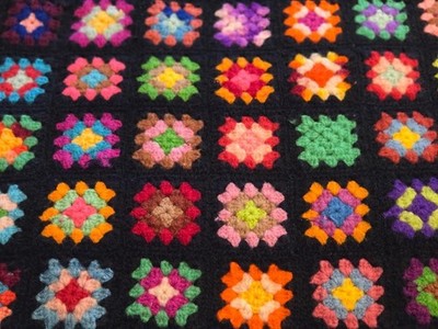 Vtg Roseanne Big Bang Theory Style Crochet Granny Square Afghan Boho Sofa Throw 