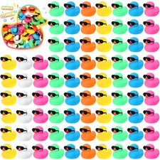 Hiboom 300pk Mini Rubber Ducks Bath Toys Bulk with Sunglasses Float Squeak