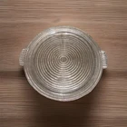Vintage Anchor Hocking 14" Manhattan Depression Clear Glass Handled Platter