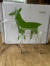 ROOST Deer Buck Bud Vase BLOWN GLASS~NEW IN BOX~CHRISTMAS BUD VASE