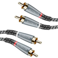RCA Cable, 15FT 2RCA Male to 2RCA Stereo Audio Cable, Braided, Gold Plated, Sub