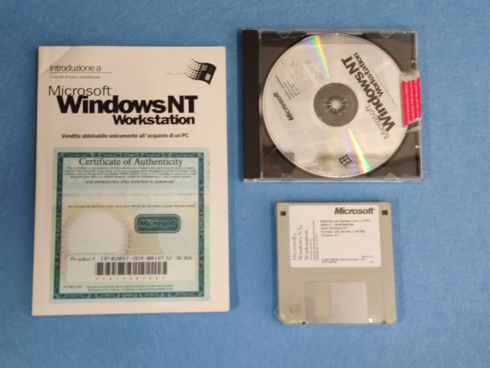 MICROSOFT WINDOWS NT WORKSTATION SOFTWARE FLOPPY CD RETRO PC VINTAGE WIN IBM DOS - Immagine 2 di 4