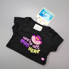 Build A Bear NEW Disney Alice Cheshire Cat Were All Mad Here Black T-shirt Top