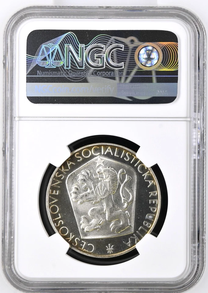 1965 Czechoslovakia Silver 25K Korun Liberation Anniversary NGC PF 66 CAMEO - Image 2 of 4