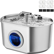 Cat Water Fountain Stainless Steel - Pet Drinking Fountain for Cats Indoor - ...