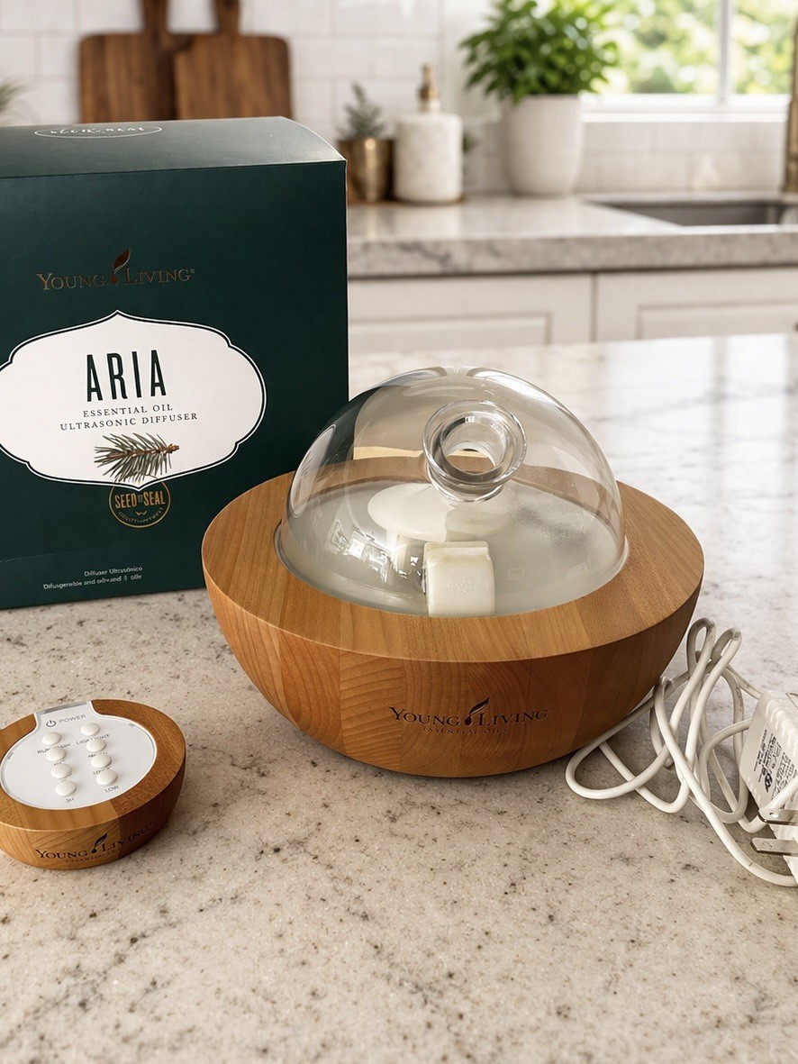 Young Living Aria Essential Oil Diffuser w/ Remote & Music | Wood