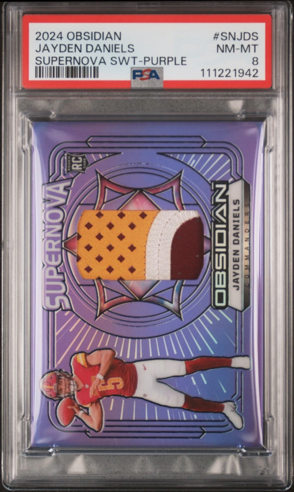 Jayden Daniels Panini Obsidian Supernova Swatches #SNJDS Purple
