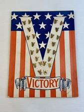 WW II V FOR VICTORY SWEETHEART PINS ON ORIGINAL CARD COMPLETE POINT OF SALE VTG