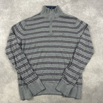 Tommy Hilfiger Half ZIP Pullover Size M grau Vintage Sweater