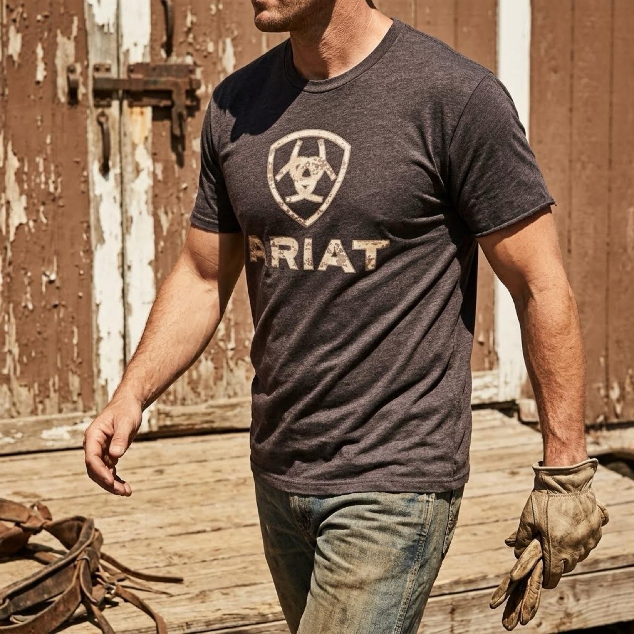 Grey Black Ariat T-shirts L