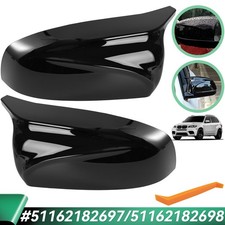 Pair For BMW E70 X5 E71 X6 2008-2013 Gloss Black Wing Door Mirror Caps Cover L+R