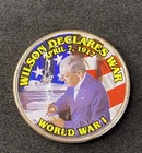 Colorized Kennedy JKF Half Dollar World War I Wilson Declares War Free Shipping
