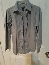 GEORGE Gray Button Up Teens Dress Shirt XL 10-12  Solid Front Pocket Preowned
