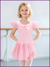 Mallas de ballet con purpurina para ni as, vestido con falda tut y mangas con v
