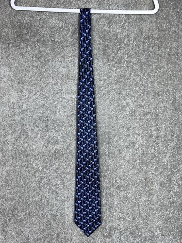 Harrods Knightsbridge SILK Neck Tie Blue ELEPHANT Print Pointed