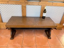 Vintage Copper Coffee Table Hammered Top Refectory Base Rustic Industrial Retro
