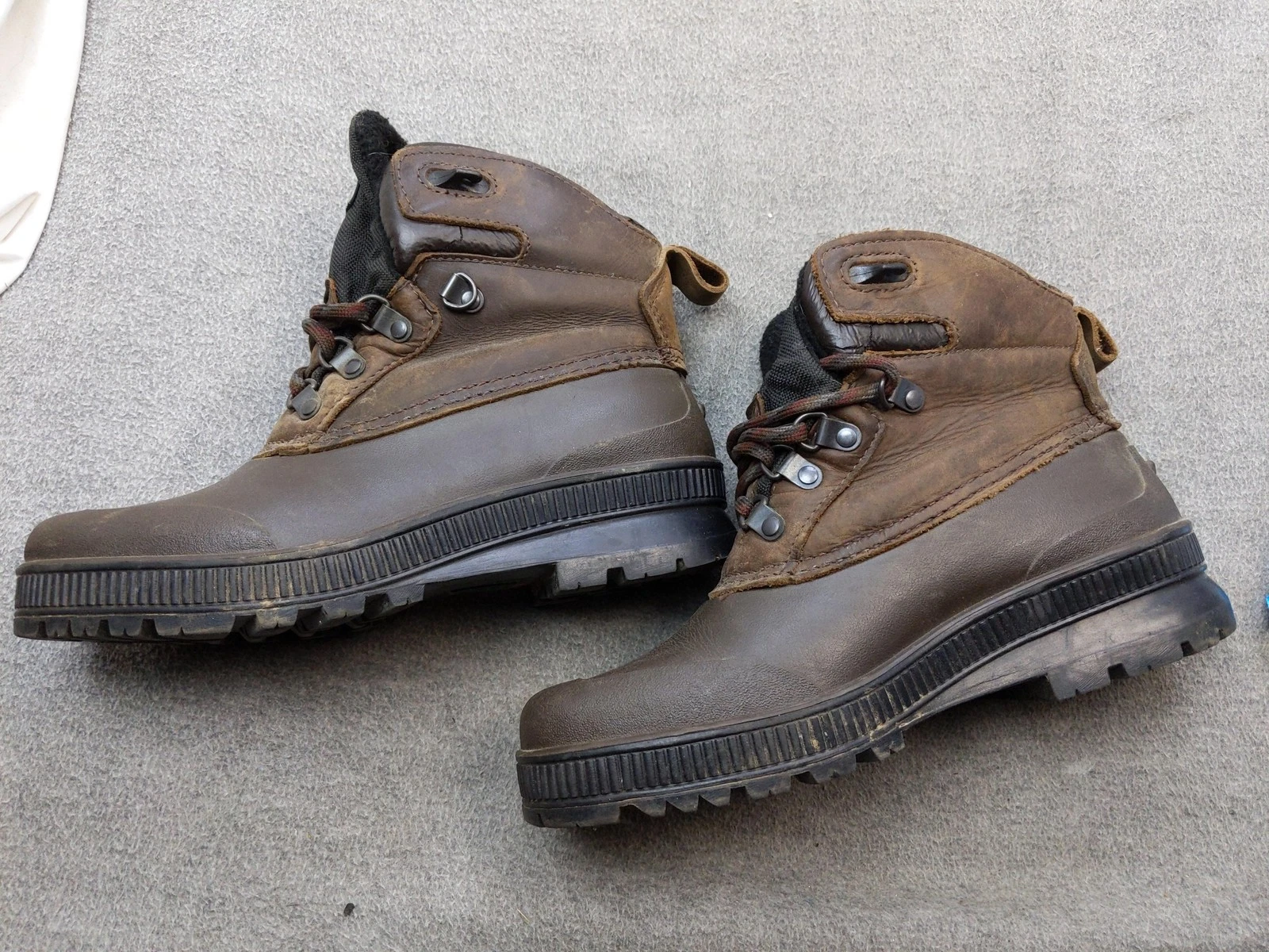 Sorel Winter Boots Mens 8 Brown Leather Removable Liner Insulated Rubber Snow