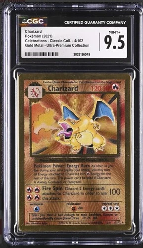 2021 Pokemon Charizard Celebrations - Ultra Premium Gold Metal 4/102 - CGC 9.5