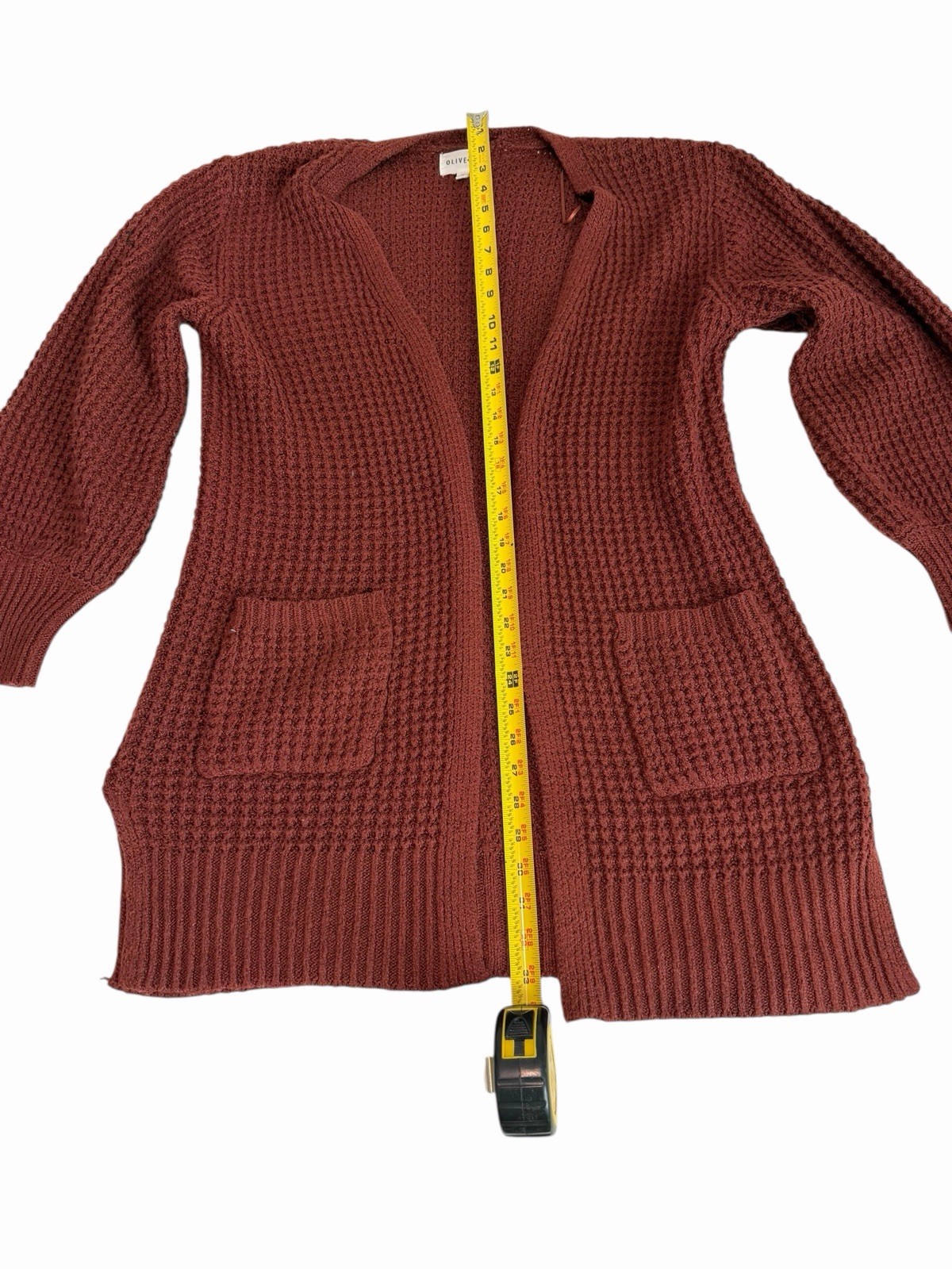 Women's Cardigan Sweater Olive And Oak Size Medium Maroon