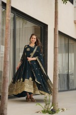 Stylish New Faux Blooming Gown With Dupatta For Women  Girls Wear