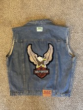 Gilet motard Carlos N Charlies Harley Davidson patch denim taille L