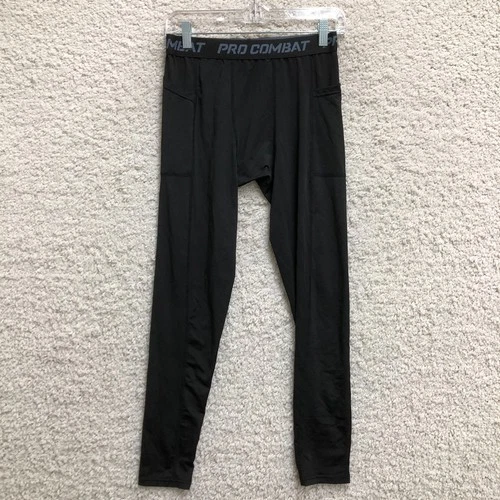 HYCOPROT Pro Combat Leggings Large Adult Black Compression Stretch Pull On Mens video thumbnail