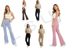 Women's Superior Jersey Bootcut Trousers Stretchy Pull On Flared Ladies Pants