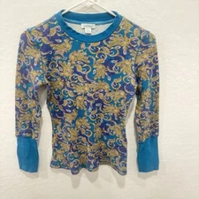 Sundance Paisley Thermal Shirt Womens XSP Petite Long Sleeve Top Colorful Y2K