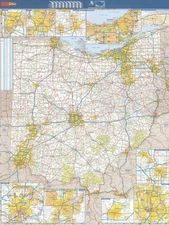 48X68 OHIO STATE OFFICIAL EXECUTIVE LAMINATED WALL MAP By O H Dept Of NEW