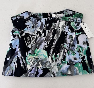 NWT Milly Minis Painted Eva Floral Crop Top Sleeveless Abstract Size 4