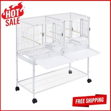 Rolling Small Bird Stackable Divided Breeder Cage Parakeets Cockatiels Plastic