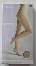 SILK IMPRESSIONS 2-pk PANTYHOSE beige 20 DENIER shimmer SHEER (2XL)