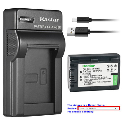 Kastar Battery Slim Charger for Sony NP-FH50 & DSLR-A380L DSLR-A380Y DSLR-A390