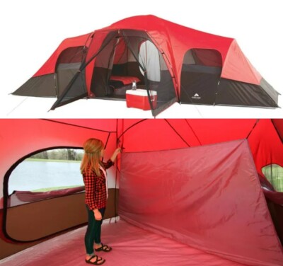 Large Outdoor Camping Tent 10-Person3-Room Cabin Screen Porch