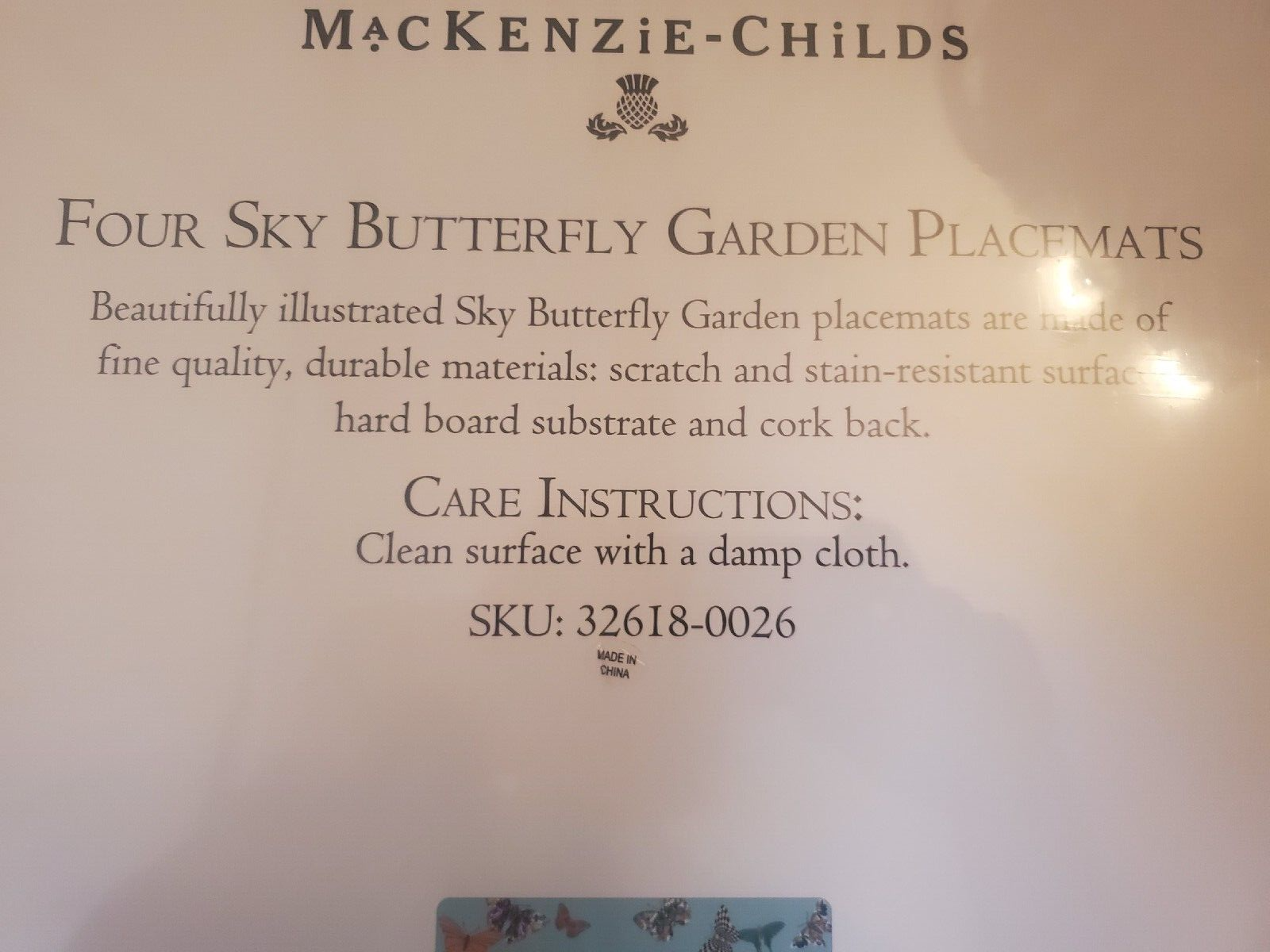 Mackenzie Childs Butterfly Napkin Rings Placemat set Rare read eBay