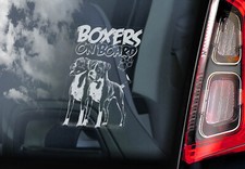 BOXERS ON BOARD Car Sticker - Dog Bumper Window Decal Warning Sign Gift - V06
