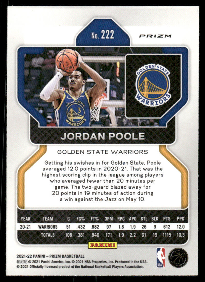 2021-22 Panini Prizm #222 Jordan Poole Silver Wave | eBay