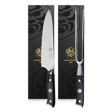 Kessaku 8" Chef Knife + 7" Meat Carving Fork - Dynasty Series German HC Steel