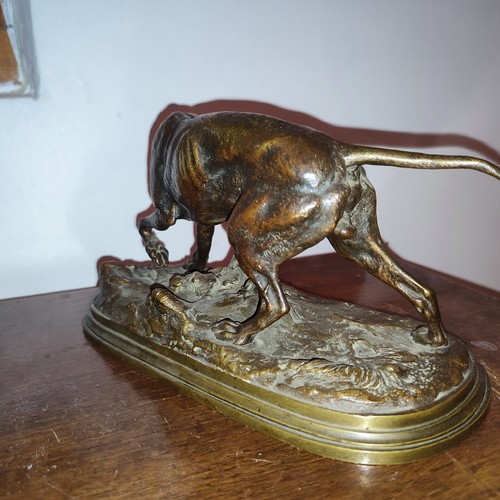 Pierre Jules MENE chien de chasse Braque en bronze patine brune - Photo 7/9