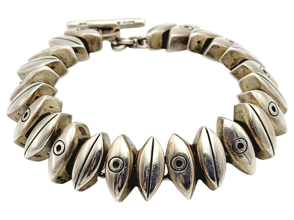 Lisa Jenks Bracelet Pointed Oval Link Toggle Sterling Silver 6 7/8
