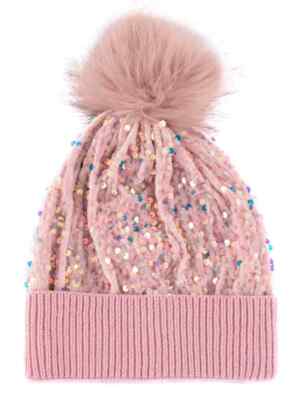SHIRALEAH FIESTA SEQUIN POM HAT PINK-SPARKLY-BRAND NEW-GET A 