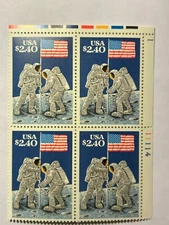 U. S. Plate Block SC 2419 Moon Landing MNH Pl 1 11114 and 1 11211 1989