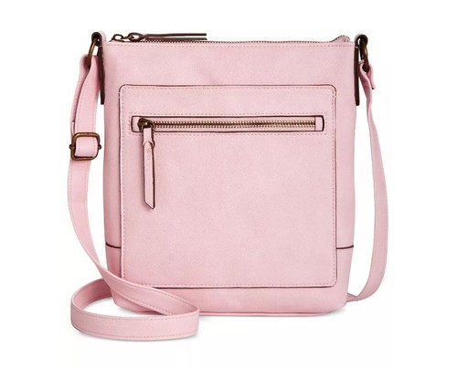 Style & Co Hudsonn North South soft faux-leather small crossbody bag -Light Pink