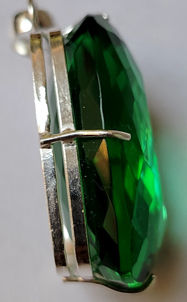 95.00 Ct. AAA+ Large Green Emerald Cushion Cut 925 Silver Pendant Gift for Women - Image 3 of 4